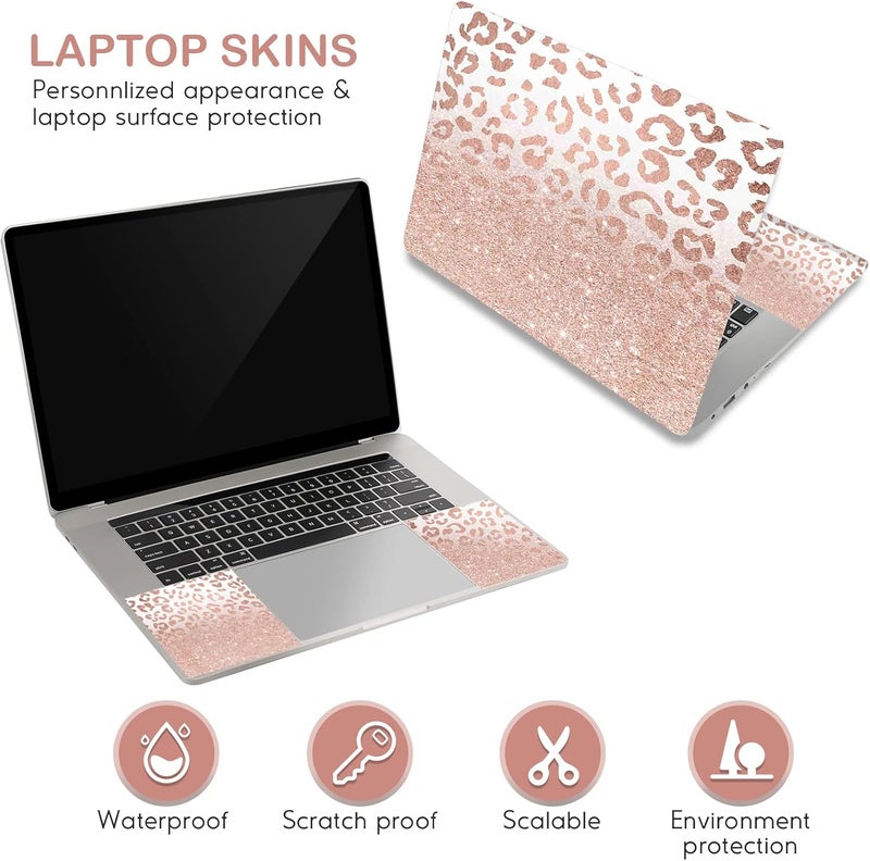 DINKY Laptop Skin Sticker Decal, 12" 13" 13.3" 14" 15" 15.4" 15.6 inch Laptop Universal Reusable Vinyl Skin Stickers Cover Art Decal Notebook PC Personalized Protector-Rose Pink Leopard Print - Image 3